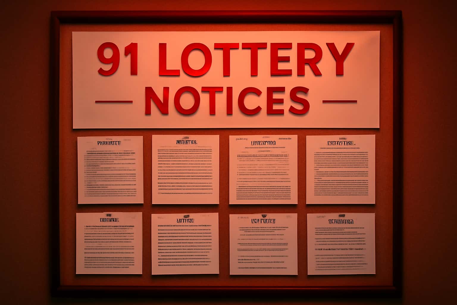 Informational scene about 91 Lottery Notices with a focus on secure access.