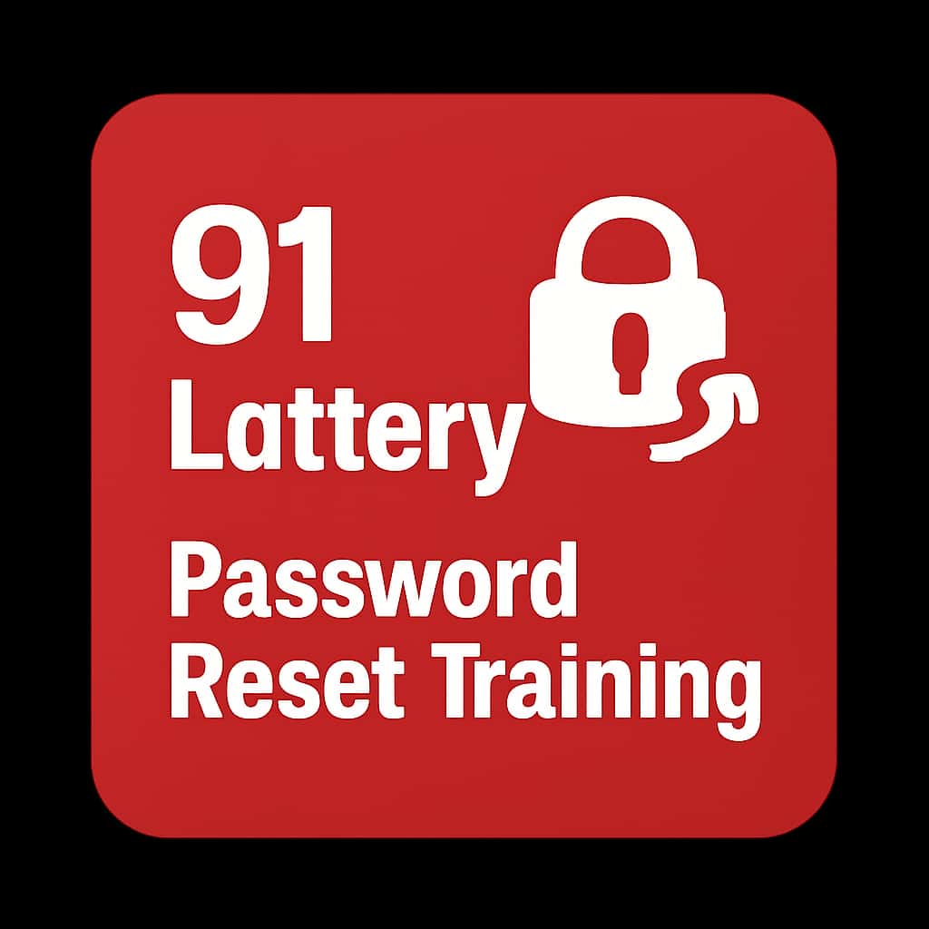 A professional badge for 91 Lottery Password Reset Training.