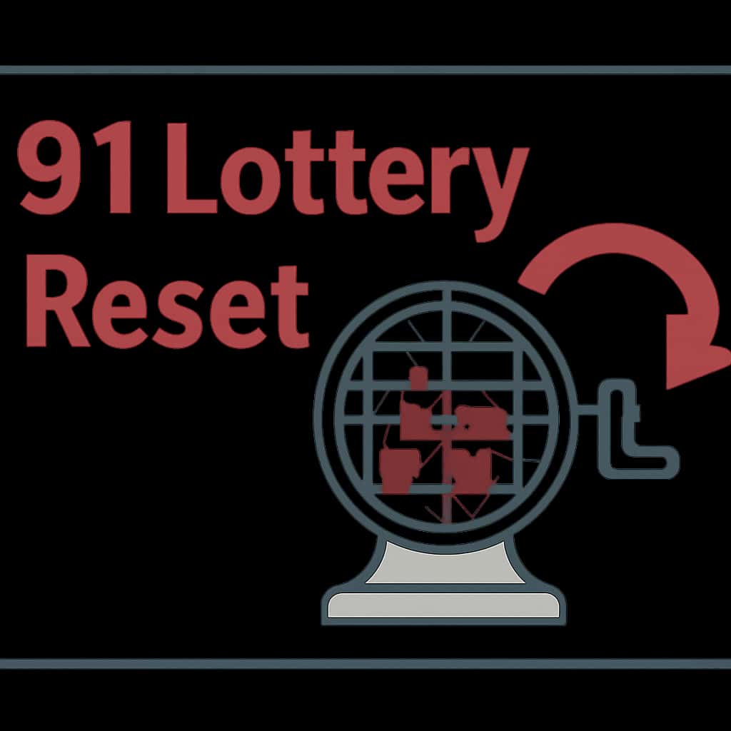 Illustration showing the steps for resetting a 91 Lottery account.