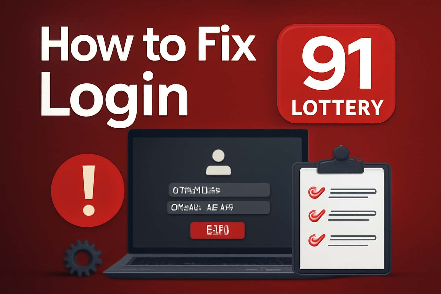 Informational graphic related to resolving login issues for 91 Lottery.