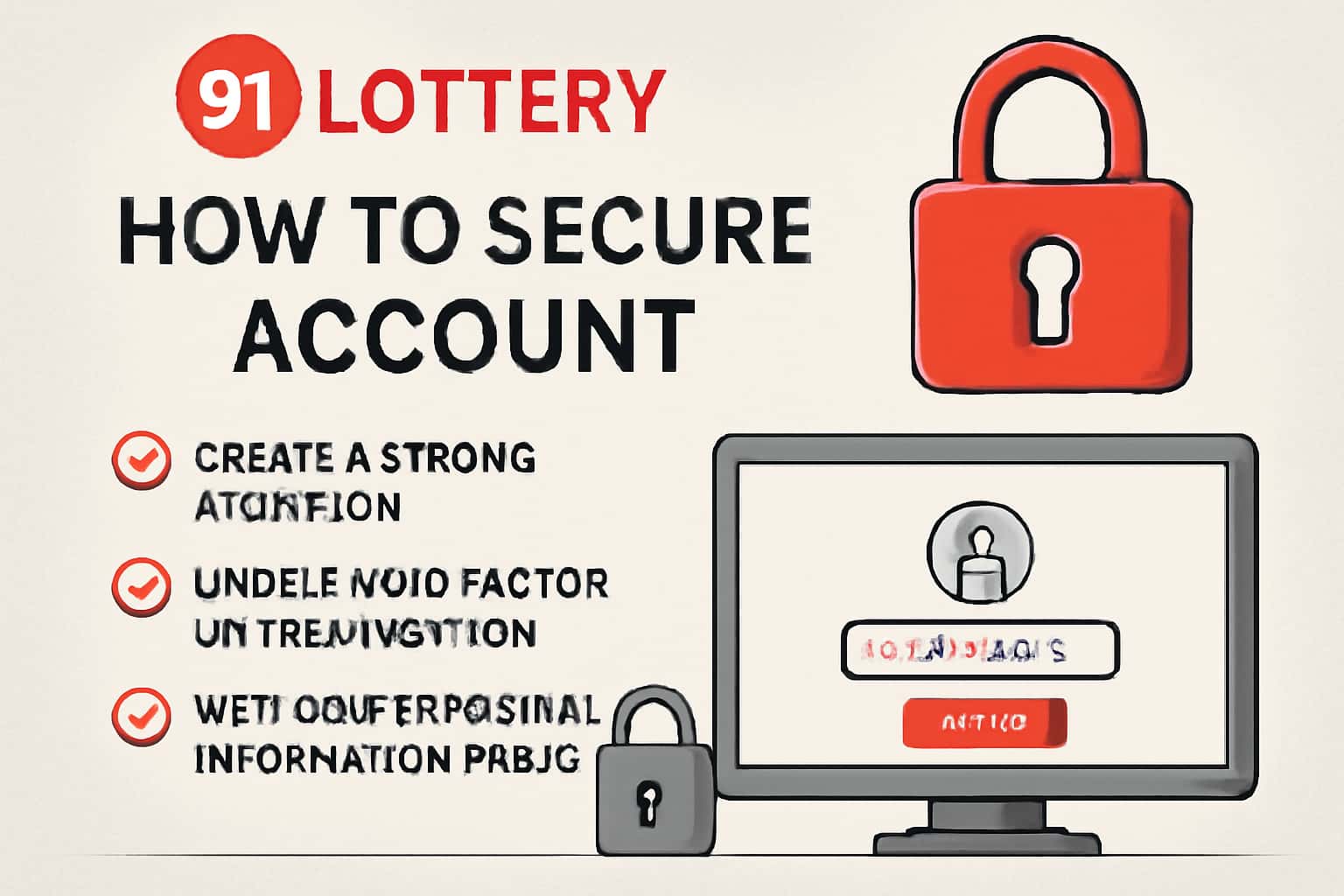 A high-tech visual representation of securing a user account with a focus on 91 Lottery.