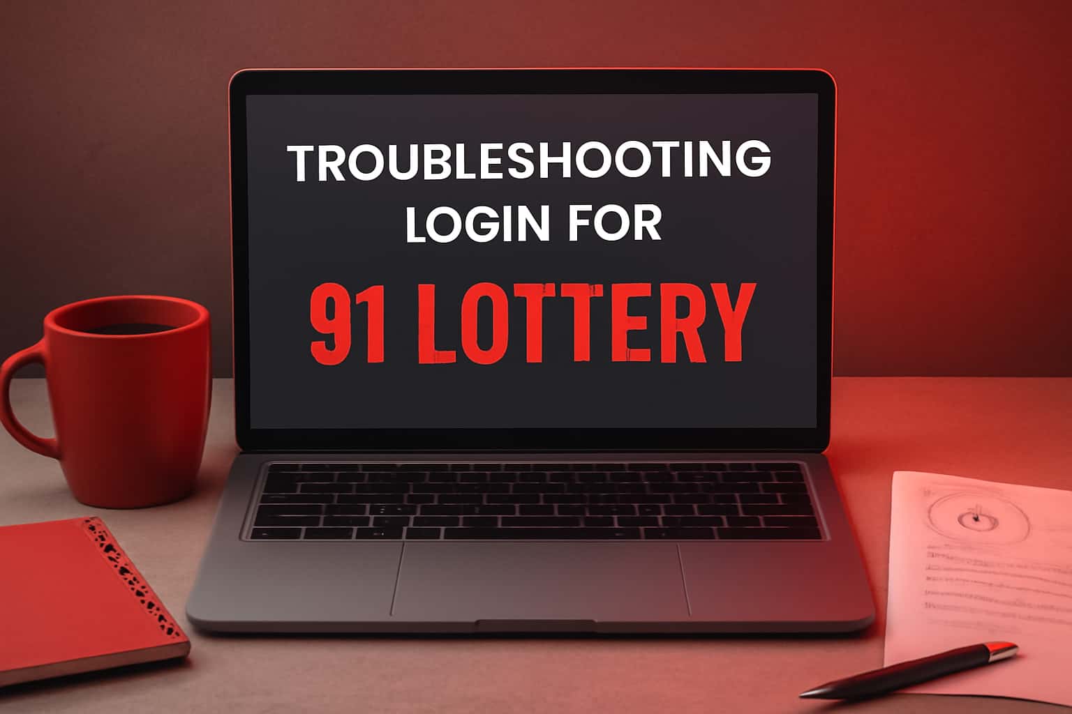 Illustration depicting troubleshooting login issues for 91 Lottery.